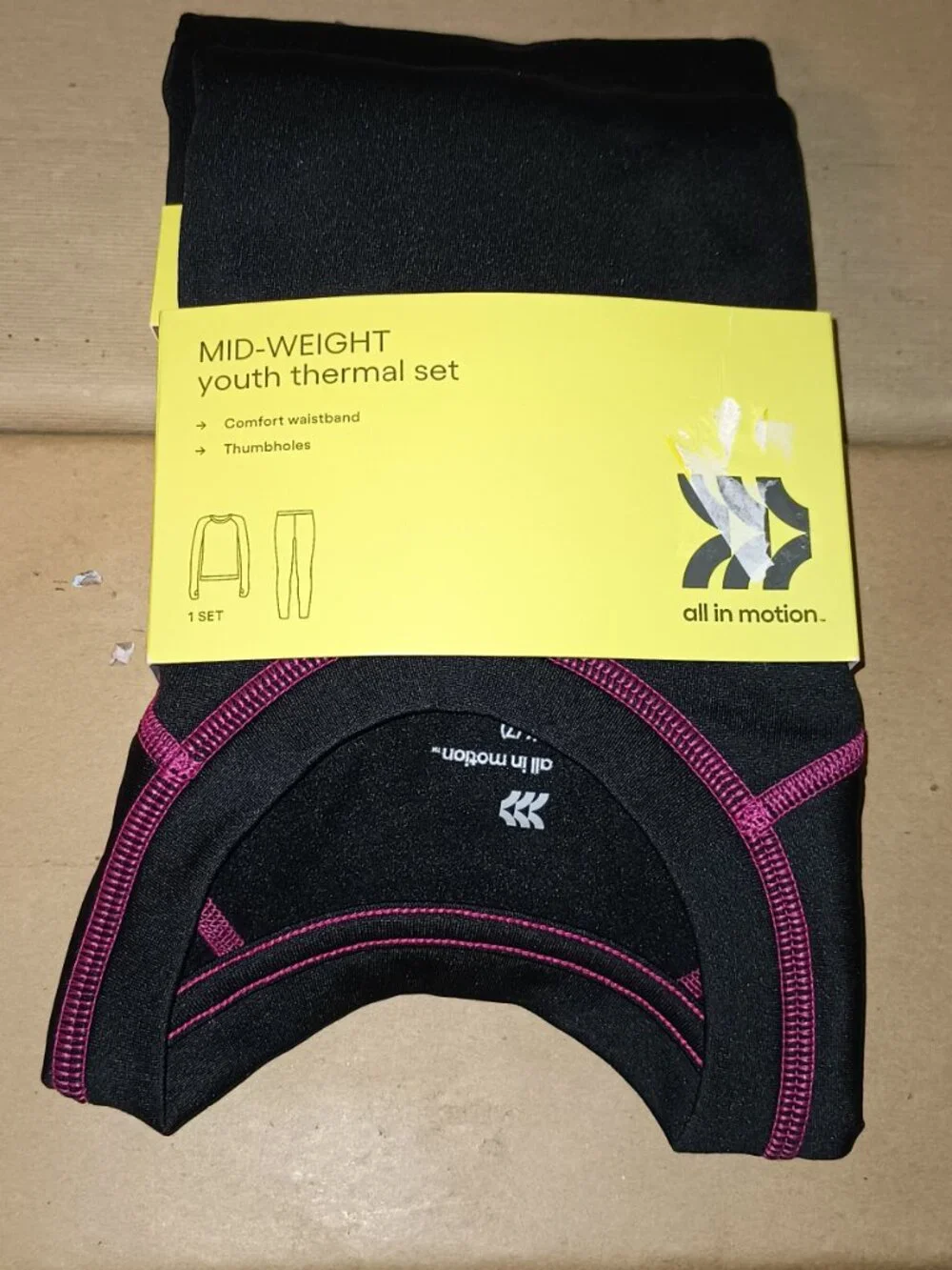 NEW Girls' 2pk Thermal Underwear Set - All In Motion™ Black Large (10/12)